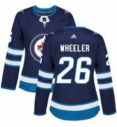 Women's Adidas Winnipeg Jets #26 Blake Wheeler Authentic Navy Blue Home NHL Jersey