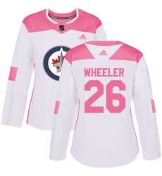 Women's Adidas Winnipeg Jets #26 Blake Wheeler Authentic White/Pink Fashion NHL Jersey