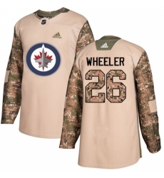 Youth Adidas Winnipeg Jets #26 Blake Wheeler Authentic Camo Veterans Day Practice NHL Jersey