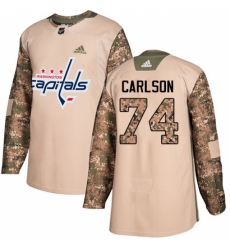 Men's Adidas Washington Capitals #74 John Carlson Authentic Camo Veterans Day Practice NHL Jersey