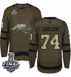 Men's Adidas Washington Capitals #74 John Carlson Authentic Green Salute to Service 2018 Stanley Cup Final NHL Jersey