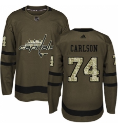 Men's Adidas Washington Capitals #74 John Carlson Authentic Green Salute to Service NHL Jersey