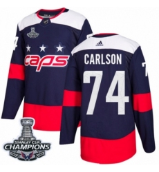 Men's Adidas Washington Capitals #74 John Carlson Authentic Navy Blue 2018 Stadium Series 2018 Stanley Cup Final Champions NHL Jersey