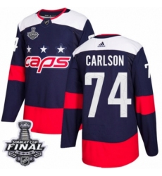 Men's Adidas Washington Capitals #74 John Carlson Authentic Navy Blue 2018 Stadium Series 2018 Stanley Cup Final NHL Jersey