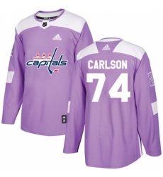 Men's Adidas Washington Capitals #74 John Carlson Authentic Purple Fights Cancer Practice NHL Jersey