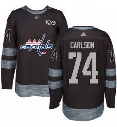 Men's Adidas Washington Capitals #74 John Carlson Premier Black 1917-2017 100th Anniversary NHL Jersey