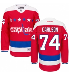 Men's Reebok Washington Capitals #74 John Carlson Authentic Red Third NHL Jersey