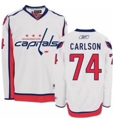 Men's Reebok Washington Capitals #74 John Carlson Authentic White Away NHL Jersey