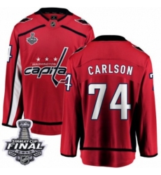 Men's Washington Capitals #74 John Carlson Fanatics Branded Red Home Breakaway 2018 Stanley Cup Final NHL Jersey