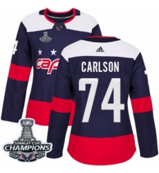 Women's Adidas Washington Capitals #74 John Carlson Authentic Navy Blue 2018 Stadium Series 2018 Stanley Cup Final Champions NHL Jersey