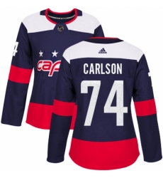 Women's Adidas Washington Capitals #74 John Carlson Authentic Navy Blue 2018 Stadium Series NHL Jersey