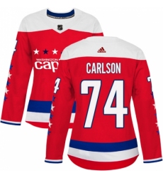 Women's Adidas Washington Capitals #74 John Carlson Authentic Red Alternate NHL Jersey