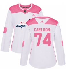 Women's Adidas Washington Capitals #74 John Carlson Authentic White/Pink Fashion NHL Jersey