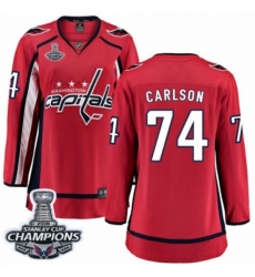 Women's Washington Capitals #74 John Carlson Fanatics Branded Red Home Breakaway 2018 Stanley Cup Final Champions NHL Jersey