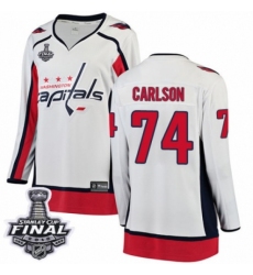 Women's Washington Capitals #74 John Carlson Fanatics Branded White Away Breakaway 2018 Stanley Cup Final NHL Jersey