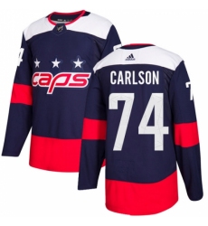 Youth Adidas Washington Capitals #74 John Carlson Authentic Navy Blue 2018 Stadium Series NHL Jersey