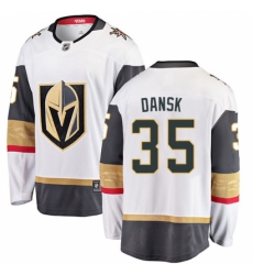 Youth Vegas Golden Knights #35 Oscar Dansk Authentic White Away Fanatics Branded Breakaway NHL Jersey