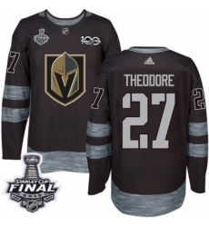 Men's Adidas Vegas Golden Knights #27 Shea Theodore Authentic Black 1917-2017 100th Anniversary 2018 Stanley Cup Final NHL Jersey
