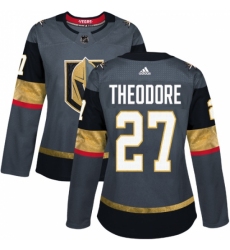 Women's Adidas Vegas Golden Knights #27 Shea Theodore Authentic Gray Home NHL Jersey