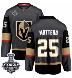 Men's Vegas Golden Knights #25 Stefan Matteau Authentic Black Home Fanatics Branded Breakaway 2018 Stanley Cup Final NHL Jersey