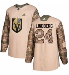 Youth Adidas Vegas Golden Knights #24 Oscar Lindberg Authentic Camo Veterans Day Practice NHL Jersey