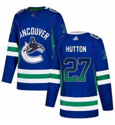 Men's Adidas Vancouver Canucks #27 Ben Hutton Authentic Blue Drift Fashion NHL Jersey