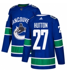 Men's Adidas Vancouver Canucks #27 Ben Hutton Authentic Blue Home NHL Jersey