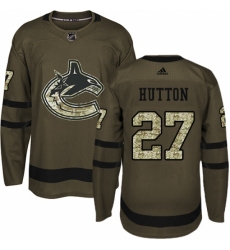 Men's Adidas Vancouver Canucks #27 Ben Hutton Premier Green Salute to Service NHL Jersey