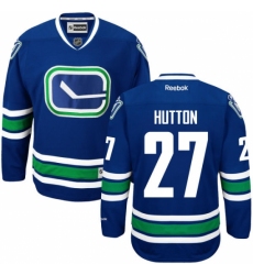 Men's Reebok Vancouver Canucks #27 Ben Hutton Authentic Royal Blue Third NHL Jersey