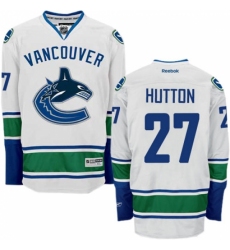 Men's Reebok Vancouver Canucks #27 Ben Hutton Authentic White Away NHL Jersey