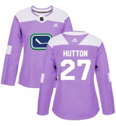 Women's Adidas Vancouver Canucks #27 Ben Hutton Authentic Purple Fights Cancer Practice NHL Jersey