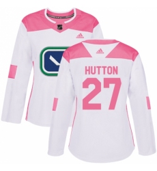 Women's Adidas Vancouver Canucks #27 Ben Hutton Authentic White/Pink Fashion NHL Jersey