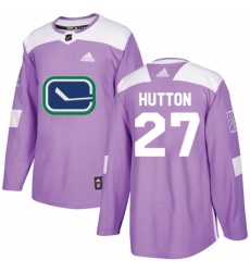 Youth Adidas Vancouver Canucks #27 Ben Hutton Authentic Purple Fights Cancer Practice NHL Jersey