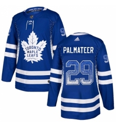 Men's Adidas Toronto Maple Leafs #29 Mike Palmateer Authentic Blue Drift Fashion NHL Jersey