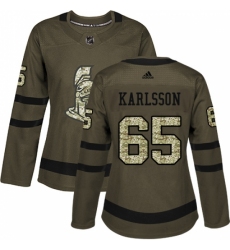 Women's Adidas Ottawa Senators #65 Erik Karlsson Authentic Green Salute to Service NHL Jersey