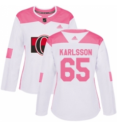 Women's Adidas Ottawa Senators #65 Erik Karlsson Authentic White/Pink Fashion NHL Jersey