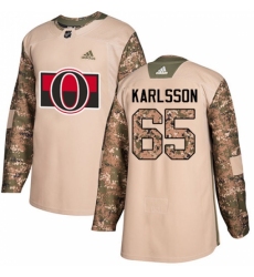 Youth Adidas Ottawa Senators #65 Erik Karlsson Authentic Camo Veterans Day Practice NHL Jersey