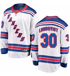 Youth New York Rangers #30 Henrik Lundqvist Fanatics Branded White Away Breakaway NHL Jersey