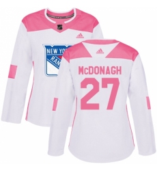 Women's Adidas New York Rangers #27 Ryan McDonagh Authentic White/Pink Fashion NHL Jersey