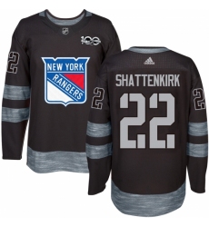 Men's Adidas New York Rangers #22 Kevin Shattenkirk Authentic Black 1917-2017 100th Anniversary NHL Jersey