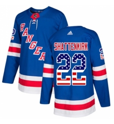Men's Adidas New York Rangers #22 Kevin Shattenkirk Authentic Royal Blue USA Flag Fashion NHL Jersey