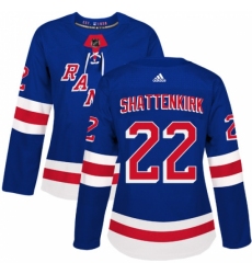 Women's Adidas New York Rangers #22 Kevin Shattenkirk Authentic Royal Blue Home NHL Jersey