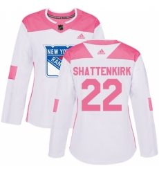 Women's Adidas New York Rangers #22 Kevin Shattenkirk Authentic White/Pink Fashion NHL Jersey