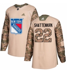 Youth Adidas New York Rangers #22 Kevin Shattenkirk Authentic Camo Veterans Day Practice NHL Jersey