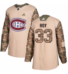 Men's Adidas Montreal Canadiens #33 Patrick Roy Authentic Camo Veterans Day Practice NHL Jersey