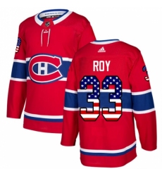 Men's Adidas Montreal Canadiens #33 Patrick Roy Authentic Red USA Flag Fashion NHL Jersey