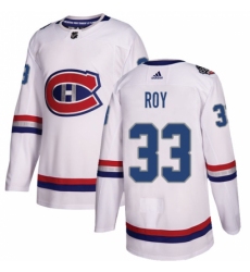 Men's Adidas Montreal Canadiens #33 Patrick Roy Authentic White 2017 100 Classic NHL Jersey