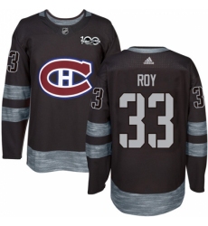 Men's Adidas Montreal Canadiens #33 Patrick Roy Premier Black 1917-2017 100th Anniversary NHL Jersey