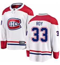 Men's Montreal Canadiens #33 Patrick Roy Authentic White Away Fanatics Branded Breakaway NHL Jersey