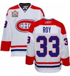 Men's Reebok Montreal Canadiens #33 Patrick Roy Premier White Heritage Classic Style NHL Jersey